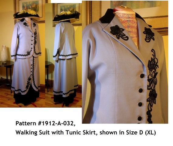 Digital Sewing Pattern1912 Edwardian Walking Suit With Tunic Skirt All 4 Szs Incl d in PDF to Print at Home Pattern 1912 A 032 Etsy UK