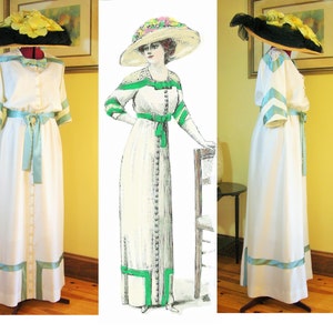 Digital Pattern - Ladies&#39; 1912 Edwardian/Titanic era Afternoon Gown - Sizes SM to XL (in PDF to print at home) Pattern #1912-A-029