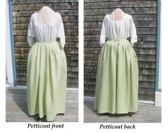 18th Century Replica Petticoat 100% linen - Waist: 33" to 35" - Pre-hemmed - See details in description