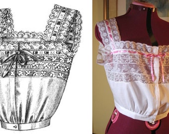 Digital Sewing Pattern Multi-Sz ~ 1912 Edwardian/Titanic Corset Cover - in PDF to print at home- Sizes Sm to XL included (#1912-AL-001)