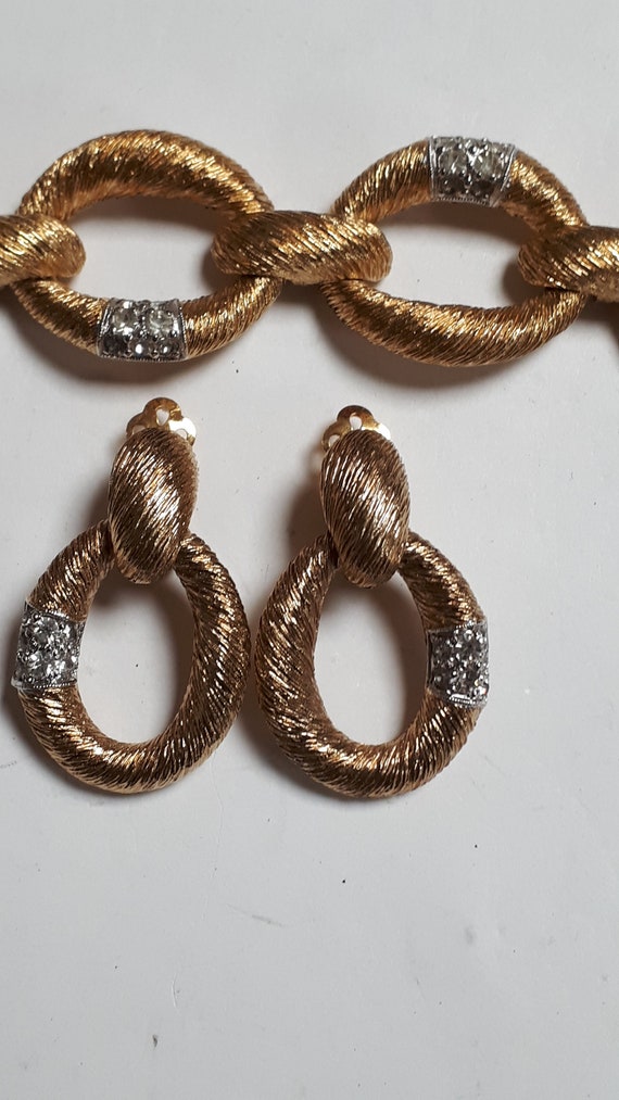 PANETTA Bracelet & Clips Goldtone Rhinestones Marked on All 