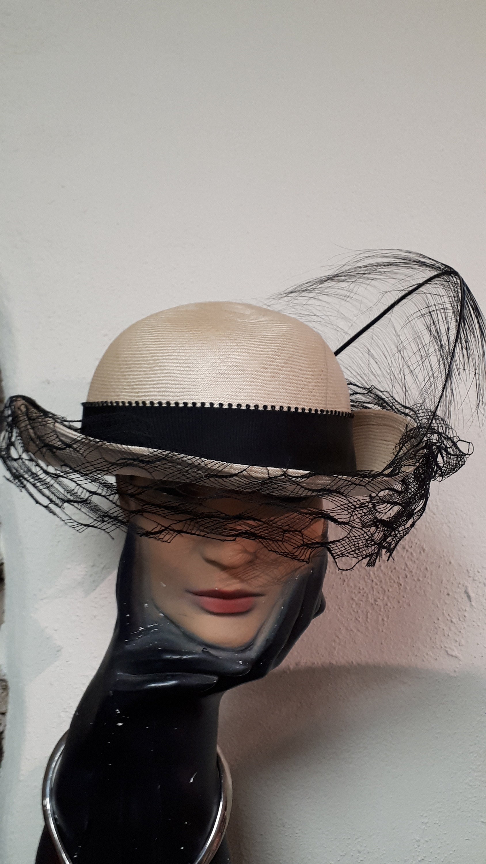 Vintage Mr. John New York Elegant Cream Hat Mr John Classic Vintage Hat Austria Brown Felt Faux Fur Roll  main image 4