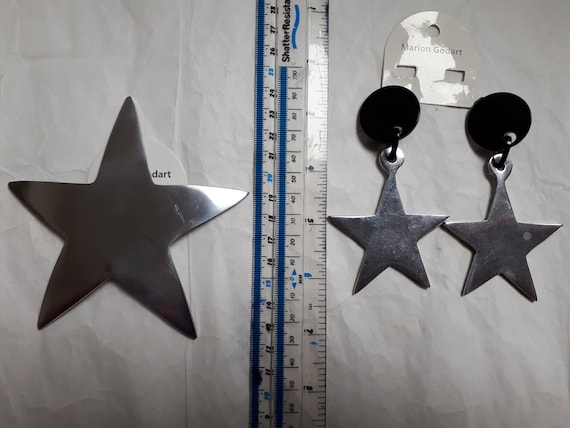 MARION GODART STAR brooch and earrings, large, vi… - image 3