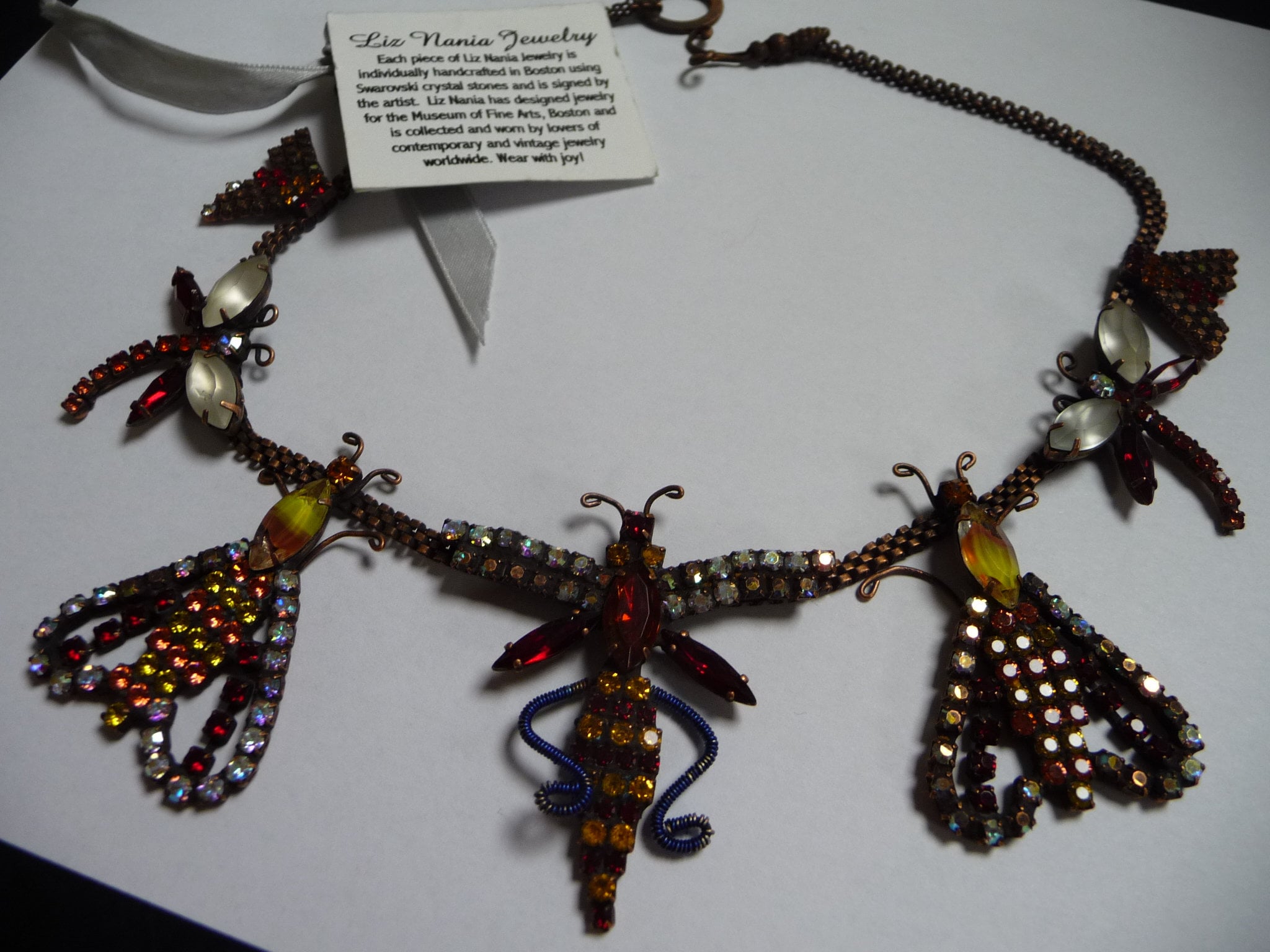 Liz Insect Liz Nania, INSECTS Necklace, Boston Designer, Hand Crafted, Rhinestones ...