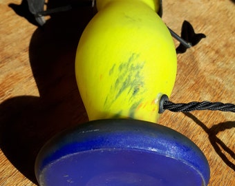Ancien Pied De Lampe Pâte De Verre Jaune – Verrerie De Villers Nancy