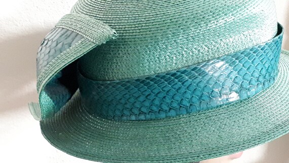 De Lora vintage hat, New York, fifties, green syn… - image 5