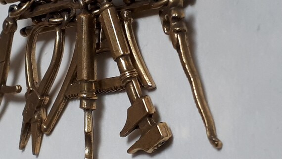 MINIATURE TOOLS solid brass brooch, incredible wo… - image 8