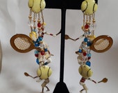 LUNCH at the RITZ LATR earrings, tennis theme, gold-plated, for pierced ears