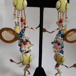 Tennis LUNCH at the RITZ LATR earrings tennis theme gold-plated for pierced ears