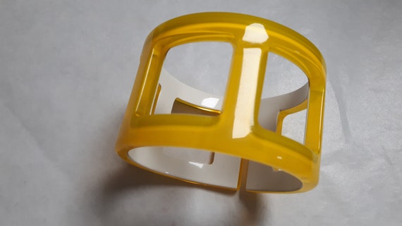 NEON YELLOW and white bangle. Jean Marie Poinot, … - image 1