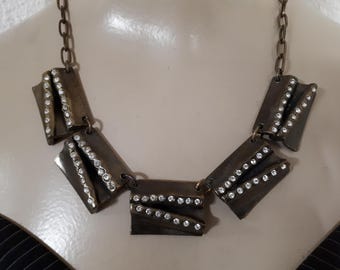 Signed IKUO PARIS Vintage Necklace Chain and Pendant in Gold Metal