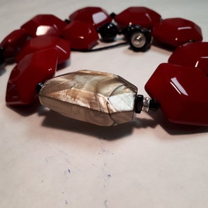ANGELA CAPUTI necklace, red black gold, old stock, original tag and pouch, Italy