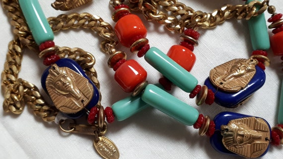 Vintage Miriam Haskell necklace, Egyptian Revival… - image 2