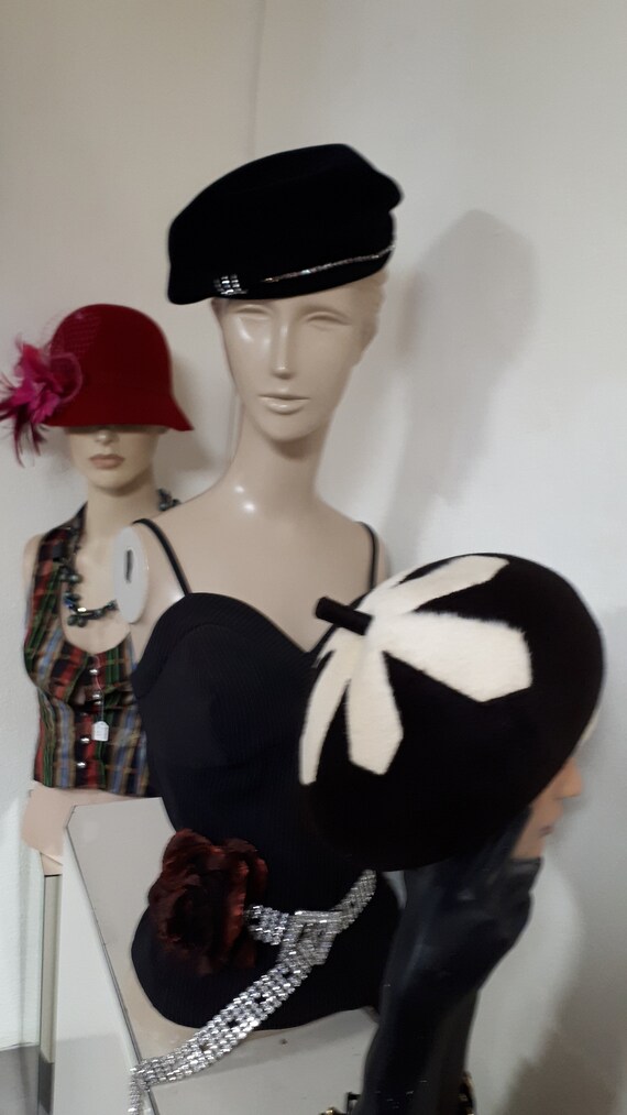 ELSA SCHIAPARELLI vintage hat, fifties, hare felt,