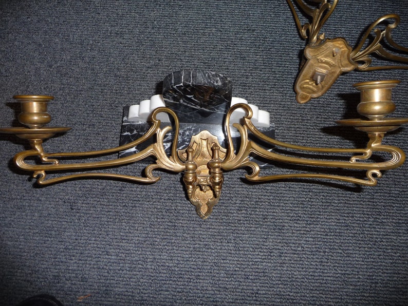 CANDLE Sconces for a Piano Solid Brass Art Nouveau Etsy