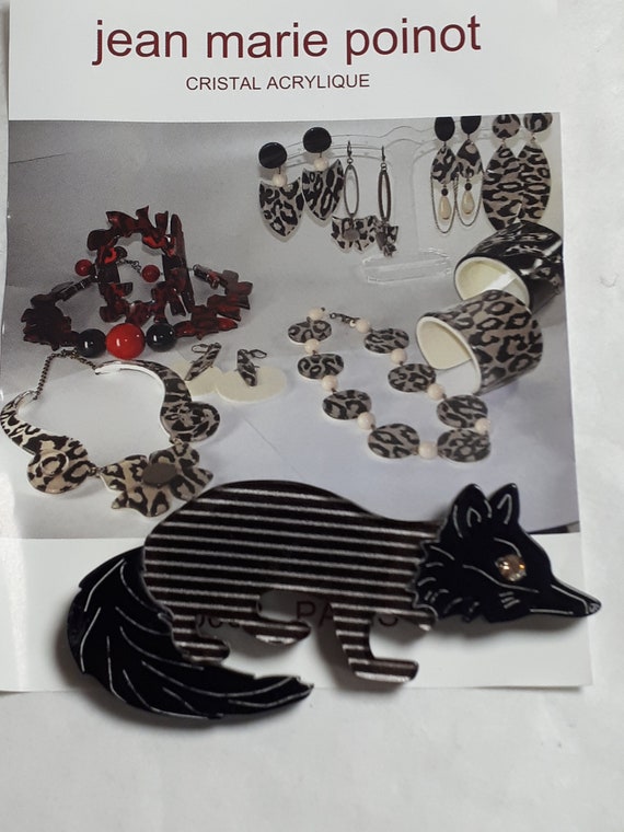 Jean Marie Poinot, FOX BROOCH, black & white, sig… - image 3