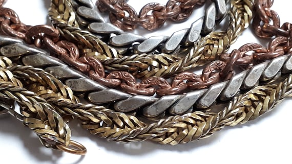MIRIAM HASKELL necklace, 3 strands chains, silver… - image 1