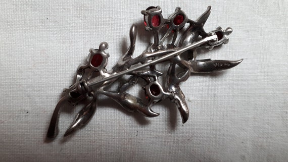 CROWN TRIFARI Sterling silver brooch, ruby red an… - image 7