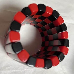 Marion Godart stretch bracelet , French design, famous, red & black polyresin image 9