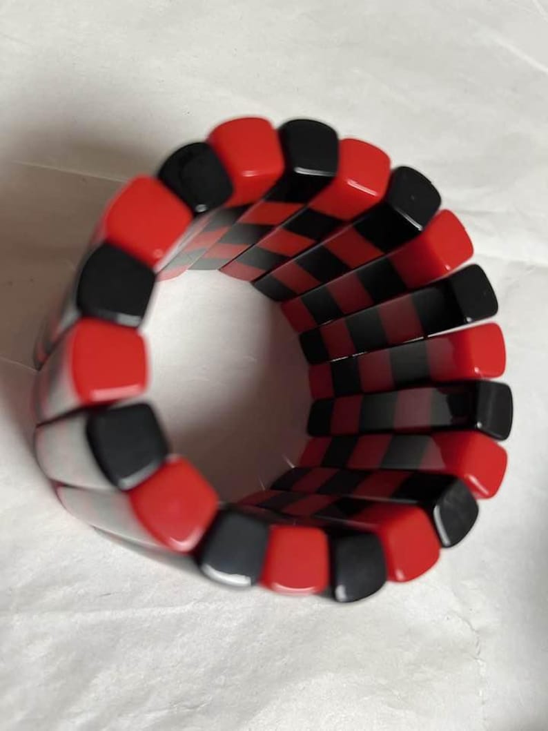 Marion Godart stretch bracelet , French design, famous, red & black polyresin image 9