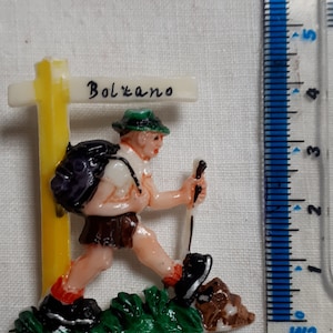 BOLZANO - Vintage original celluloid novelty brooch, 1930, Lederhosen, October Fest, hiker
