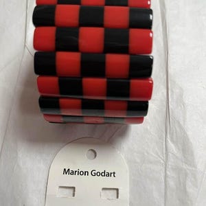 Marion Godart stretch bracelet , French design, famous, red & black polyresin image 1
