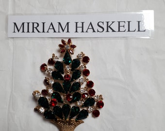 MIRIAM HASKELL Christmas tree brooch, RARE & collectible, perfect condition, signed.