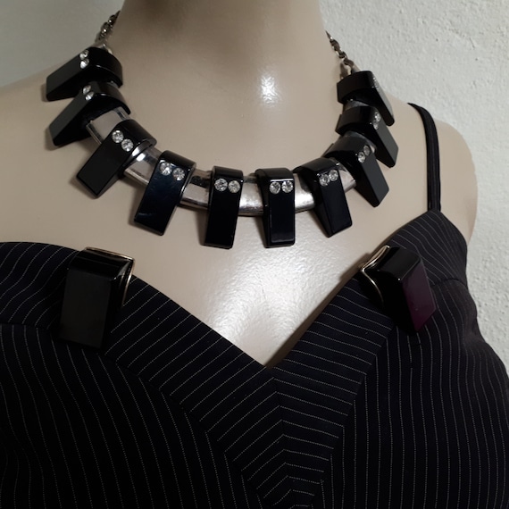 BAKELITE necklace, BLACK, forties, authentic bake… - image 4