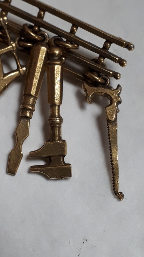 MINIATURE TOOLS solid brass brooch, incredible wo… - image 4