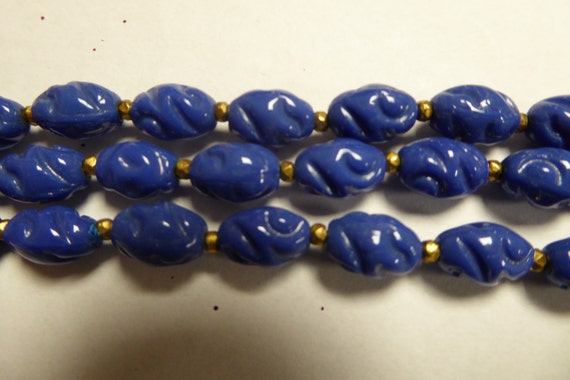 MIRIAM HASKELL bracelet, USA, goldtone, blue glas… - image 3