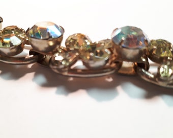 JULIANA necklace, huge jonquil and AB stones, altered closure