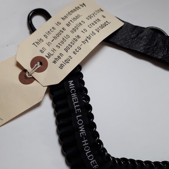Black leather necklace, dog collar by Michelle Lowe-Holder, eel leather, punk, goth. View 6