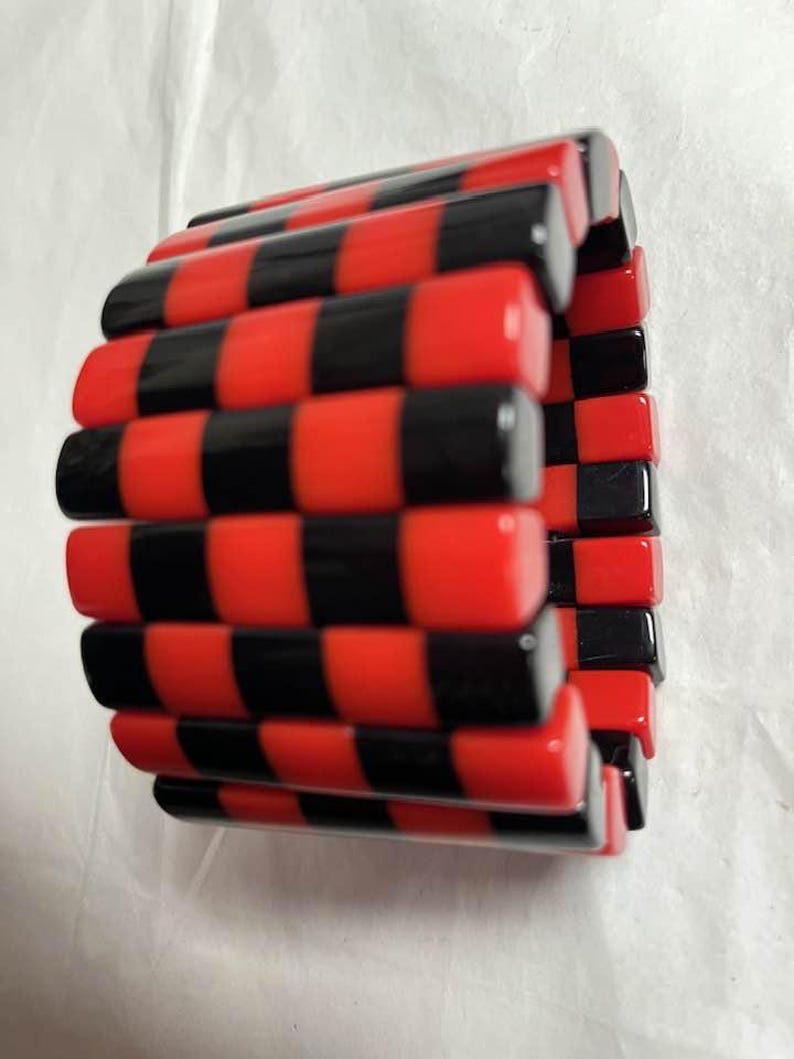 Marion Godart stretch bracelet , French design, famous, red & black polyresin image 2