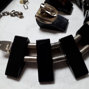 BAKELITE necklace, BLACK, forties, authentic bakelite tested image 10