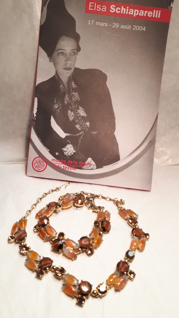 ELSA SCHIAPARELLI necklace & bracelet, peach givr… - image 4