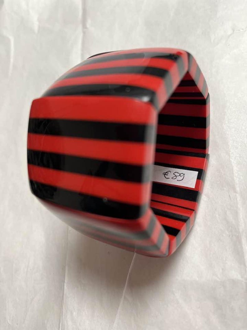 Marion Godart stretch bracelet , French design, famous, red & black polyresin image 3