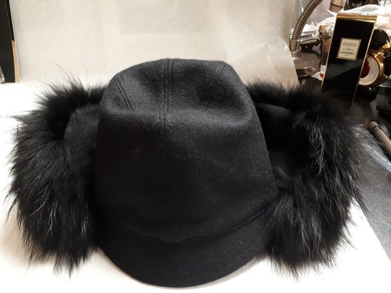 WINTER HAT ladies couture, black wool felt, fur, … - image 10