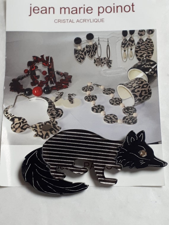 Jean Marie Poinot, FOX BROOCH, black & white, sig… - image 8