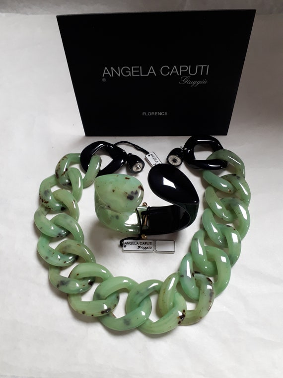 ANGELA CAPUTI JADE link chain necklace and bracelet in black