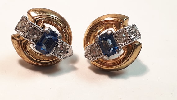 McClelland Barclay earrings, art deco, blue and c… - image 1