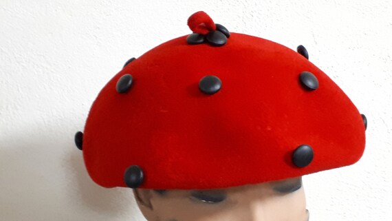 ELSA SCHIAPARELLI vintage hat, fifties, LADYBIRD m