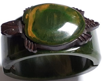 TURTLE - BAKELITE & ROSEWOOD clamper bangle, authentic, extraordinary, rare, museum quality.