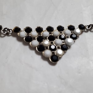 Vintage black and white triangular glass necklace, nineties.