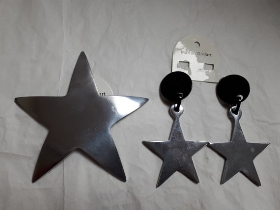 MARION GODART STAR brooch and earrings, large, vi… - image 1