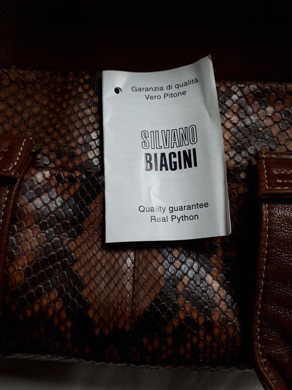 Vintage snakeskin & leather handbag, Silvano Biag… - image 5