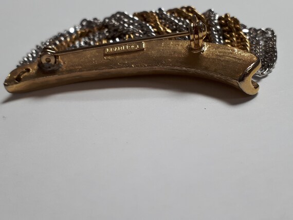 KRAMER vintage brooch, gold and silvertone chains - image 8