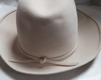 VINTAGE HAT, hare felt, cream, size 57 EU, circa 22", stylish, chic,