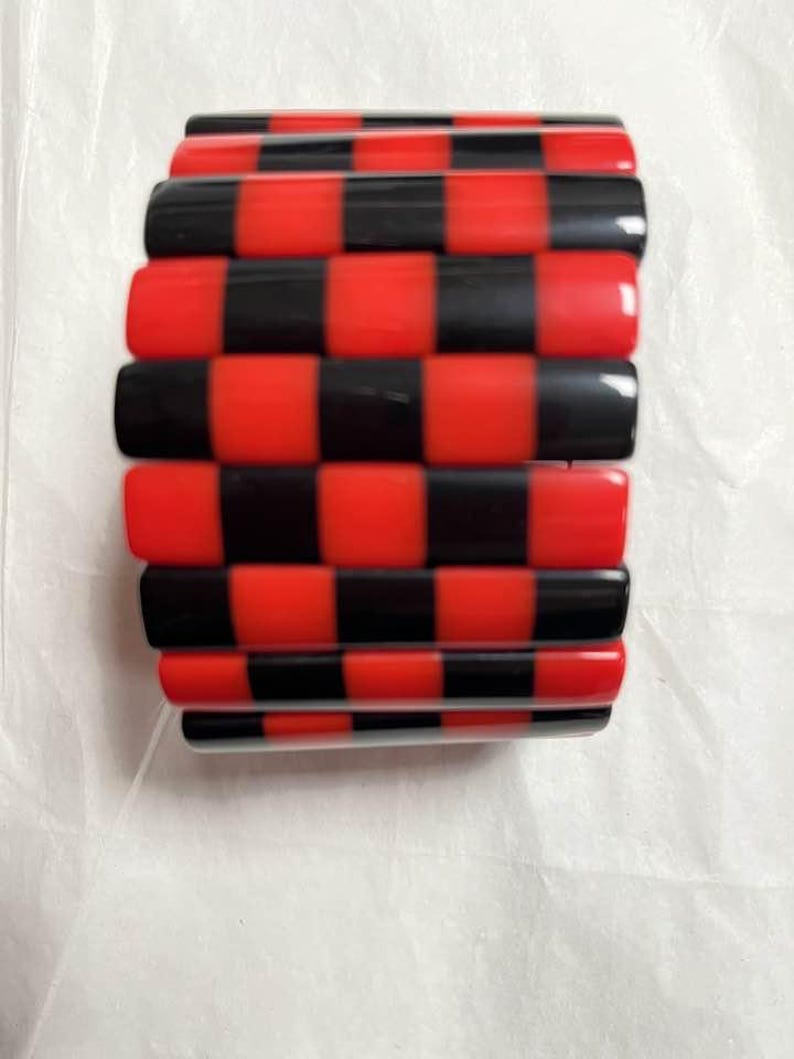 Marion Godart stretch bracelet , French design, famous, red & black polyresin image 5