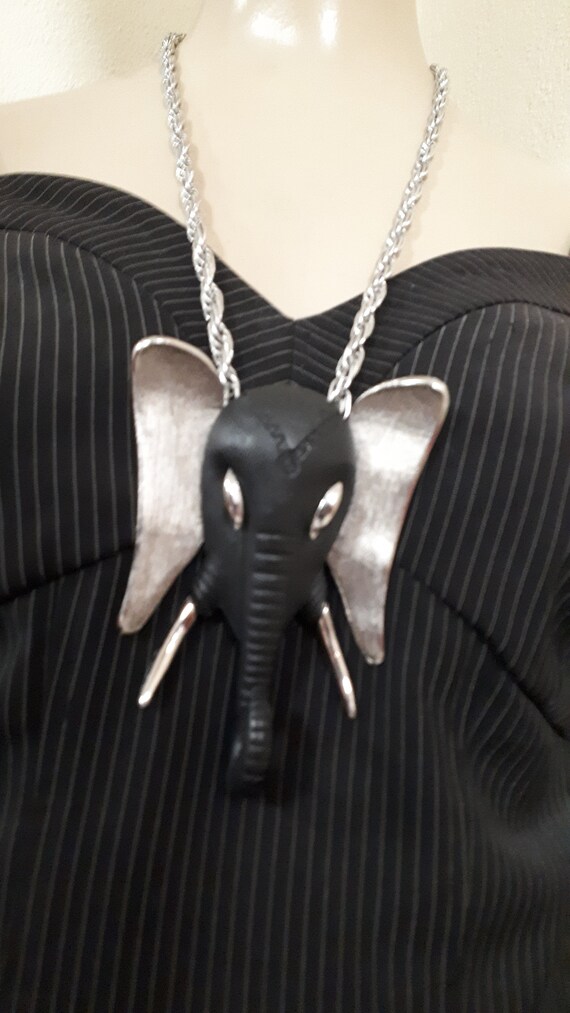 ELEPHANT pendant necklace, attrib to RAZZA, HUGE … - image 5