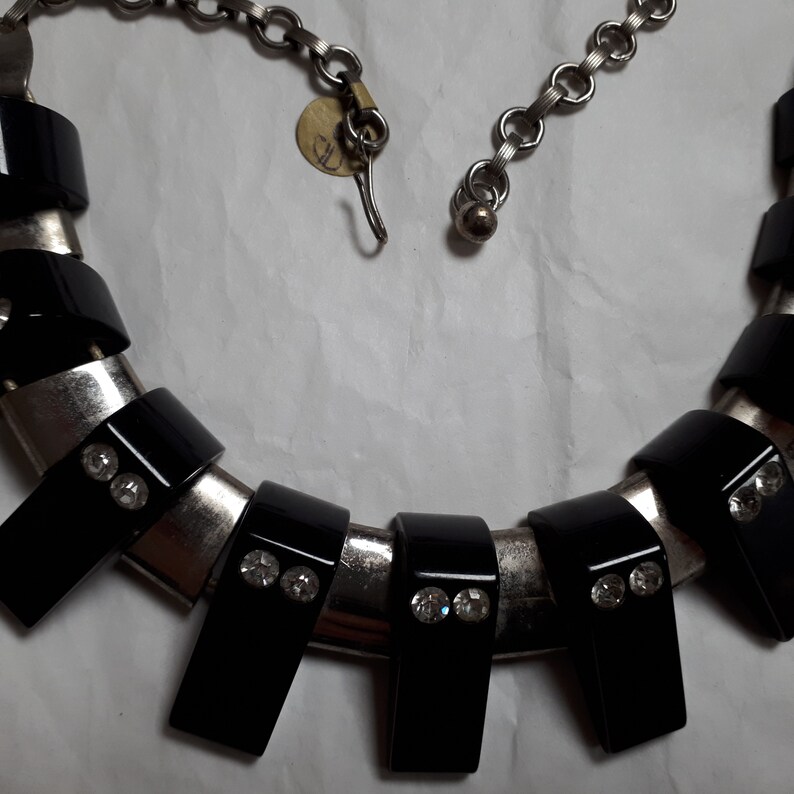 BAKELITE necklace, BLACK, forties, authentic bakelite tested image 5